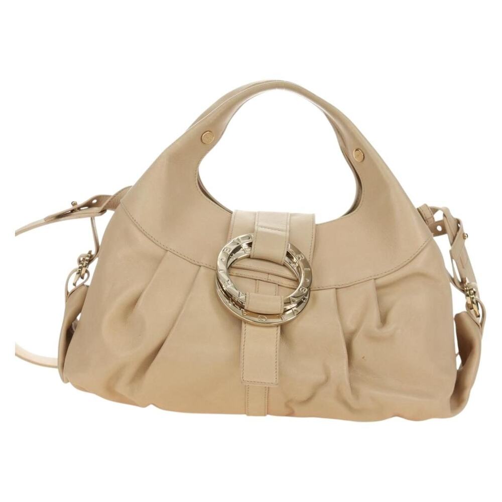 Bvlgari Leather Chandra Handbag Beige